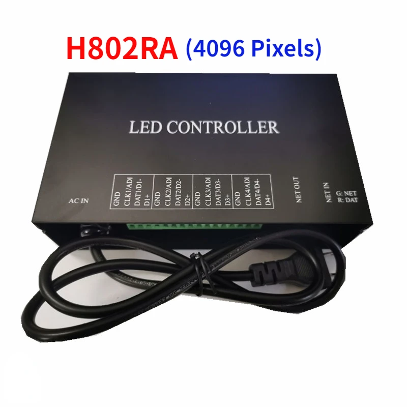 

H802RA 4 Ports (4096 Pixels) Artnet Eternet to SPI Pixel Controller Support MADRIX Jinx For WS2811 WS2812 LED Light 110V-220V AC