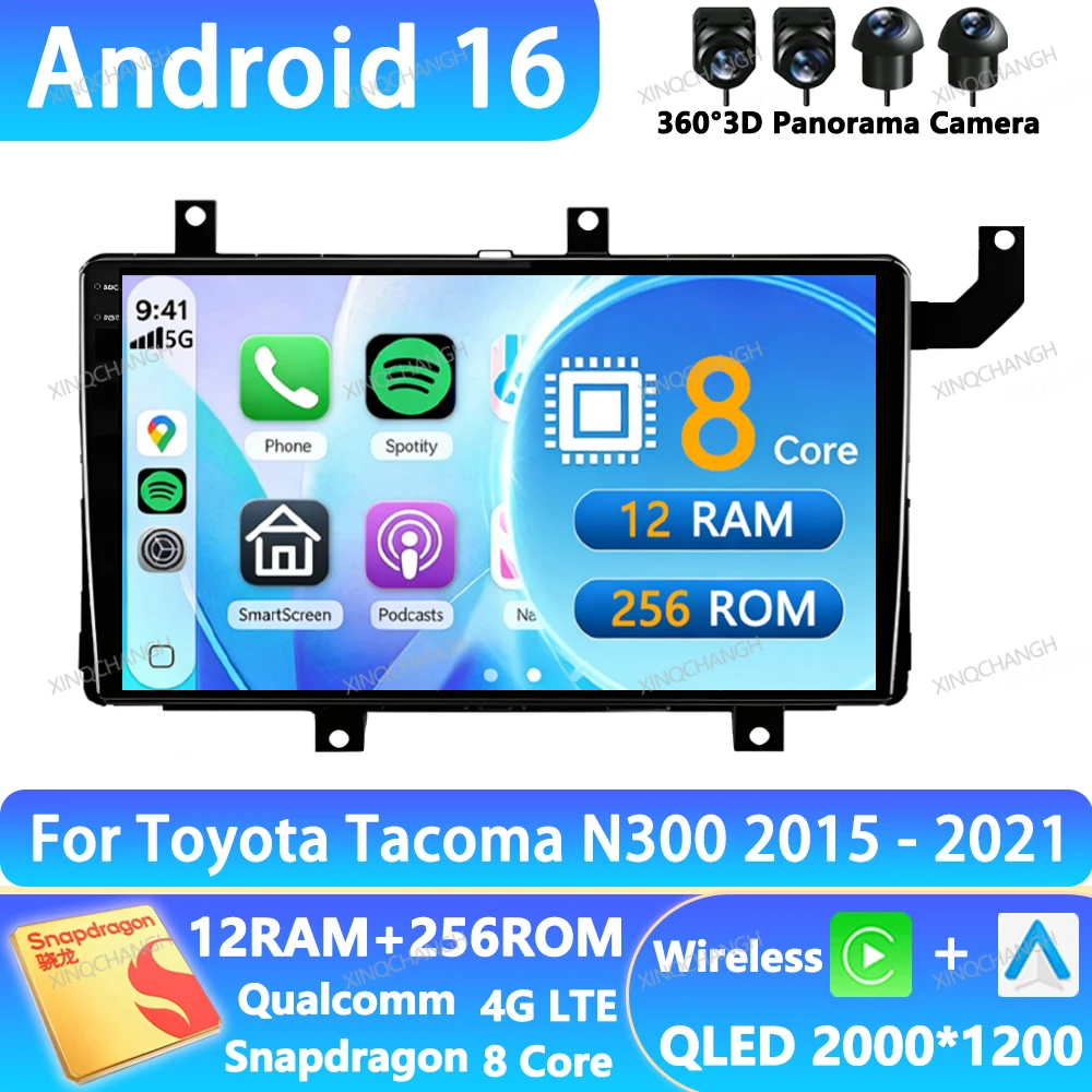 Android 16 Car Radio For Toyota Tacoma N300 2015 - 2021 Navigation BT Multimedia Video Player 4G LTE 5G WIFI GPS Head Unit 2DIN