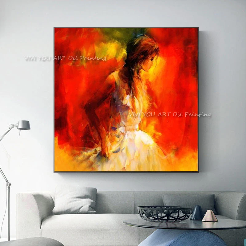 100% Handpainted Oil Painting on Canvas Beautiful Shining Girl Wall Art Modern Abstract Art Oil Painting Home Decor No Frame