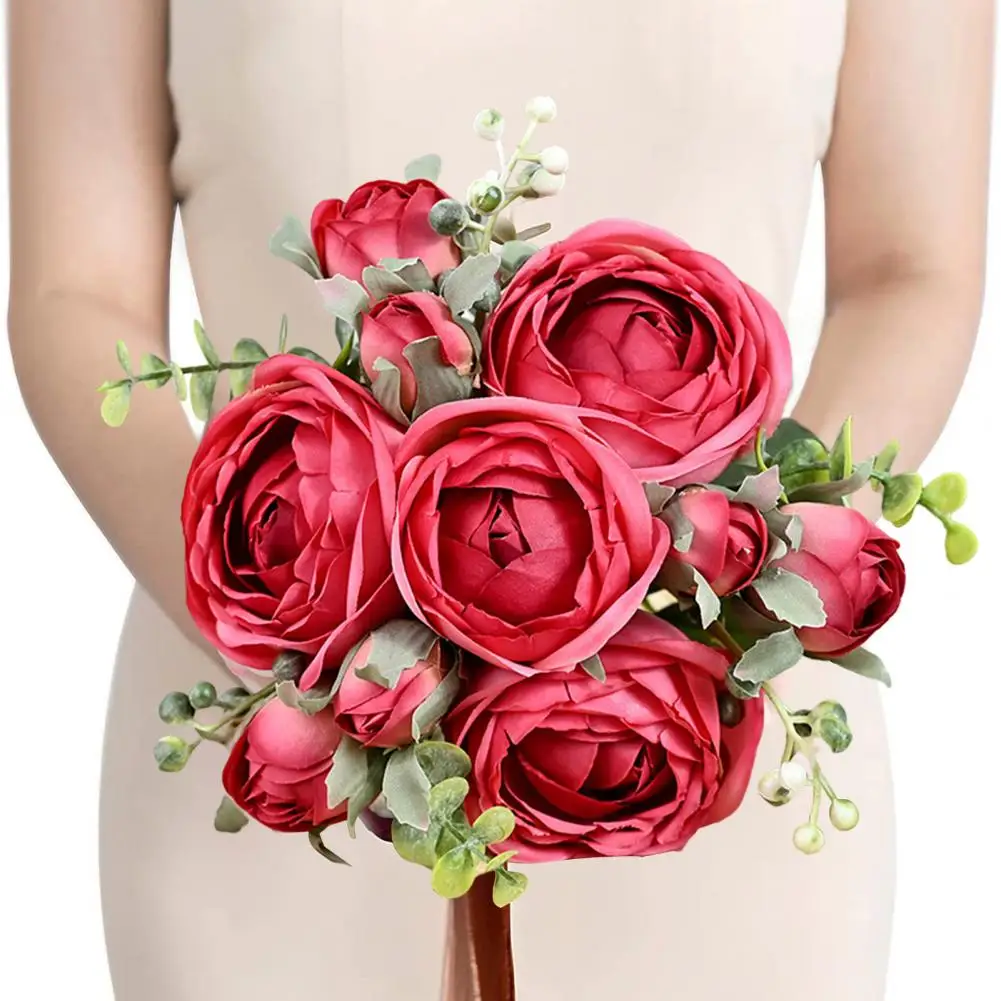 Beautiful Artificial Peony Flower  No Watering Easy to Care Artificial Flower  Delicate Fake Rose Flower Bouquet