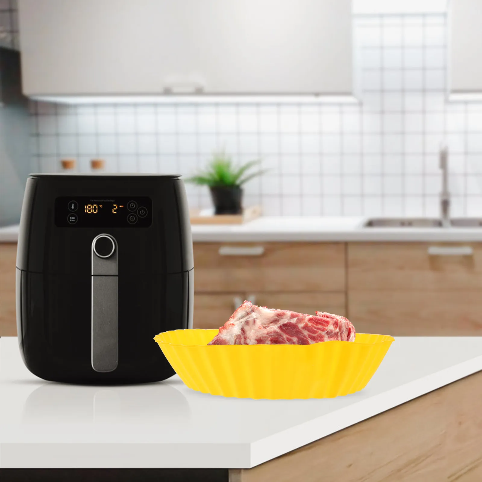 2 Peças de Silicone para Fritadeira de Ar, Forro Reutilizável Antiaderente Espessado para Cesto, Acessórios para Fritadeira de Ar, Bandeja de Coziment