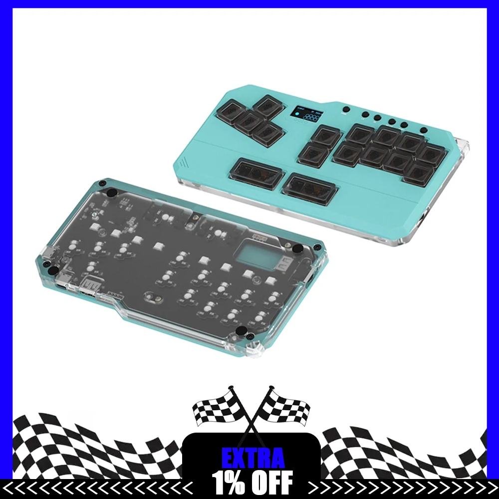 

DOIO KBHX-01 SLIM Mechanical Keyboard Aluminum Short Switch MIXBOX Mini Game Keyboard Rocker Arcade Fighting For PS5 Switch PC