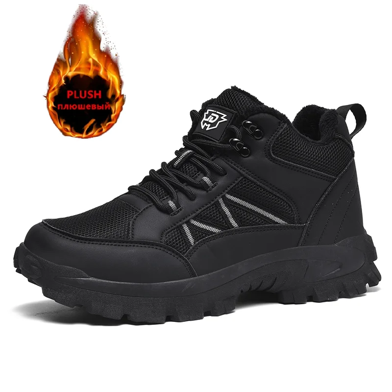 

New Winter Men's Sneakers Thick Plush Warm Men's Snow Boots Lightweight Men's Ankle Boots Handmade Men's Outdoor Cotton Boots