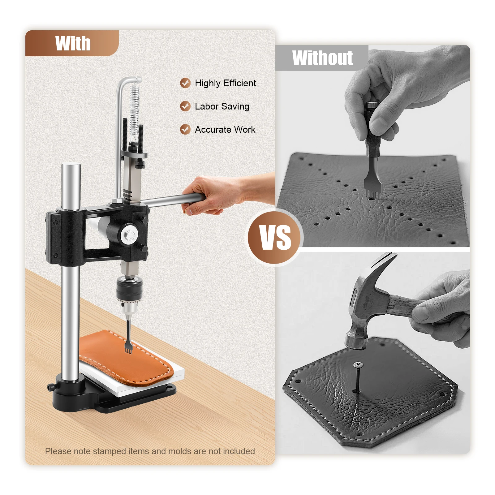 آلة الطباعة الحرفية الجلدية دليل الصحافة الناخس 160 كجم قوة الجلود ورقة النسيج اللكم ختم أداة DIY بها بنفسك الحرفية #2