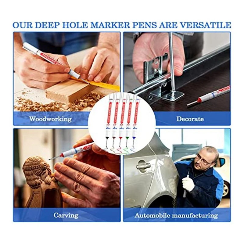 60ชิ้นอเนกประสงค์หลุมลึกปากกามาร์คเกอร์หลุมลึกปากกามาร์คเกอร์สำหรับการก่อสร้างตกแต่งเครื่องมือทำงานไม้