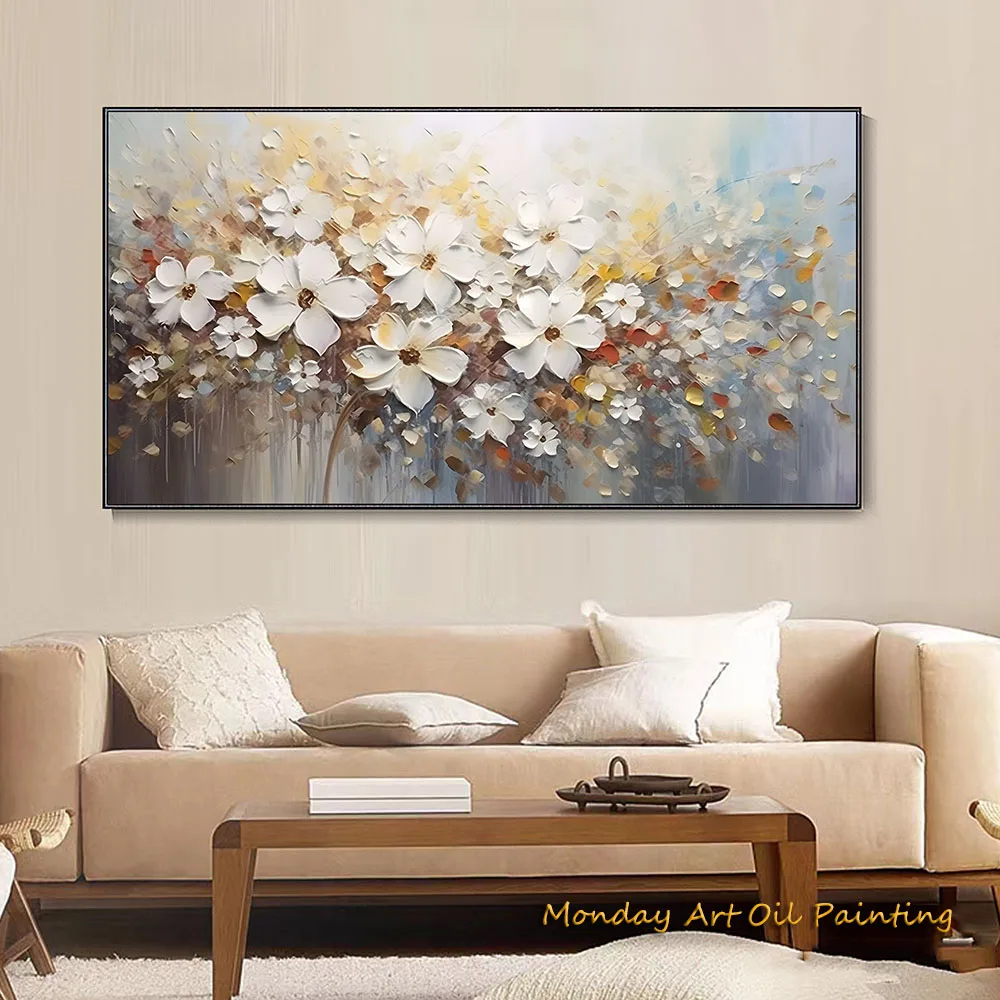 Hand Painted Flower Oil Painting On Canvas Abstract Purple Flower Painting Palette Knife Painting Art Fedex Shipping Cost