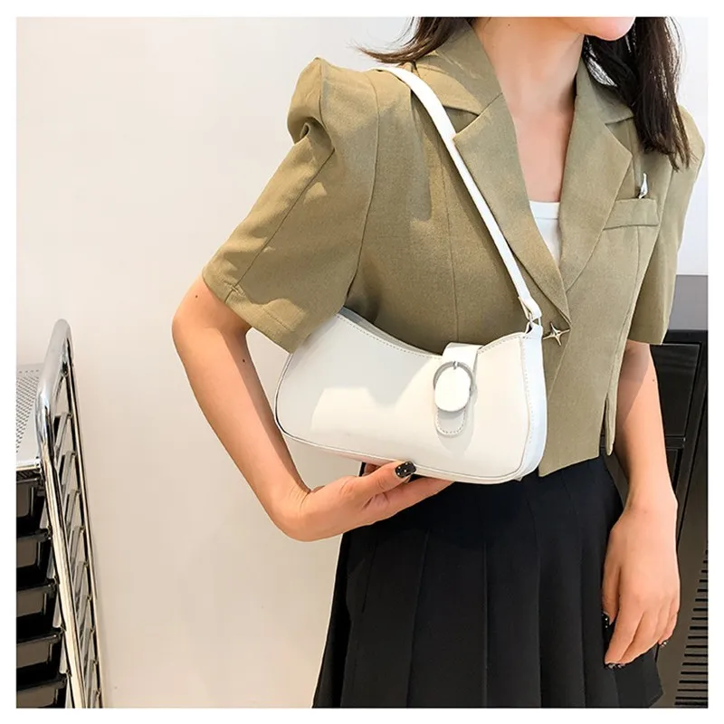 Fashion Solid Color PU Leather Shoulder Bags Women Summer Trendy Casual Shopping Square Handbags Designer Ladies Underarm Bags