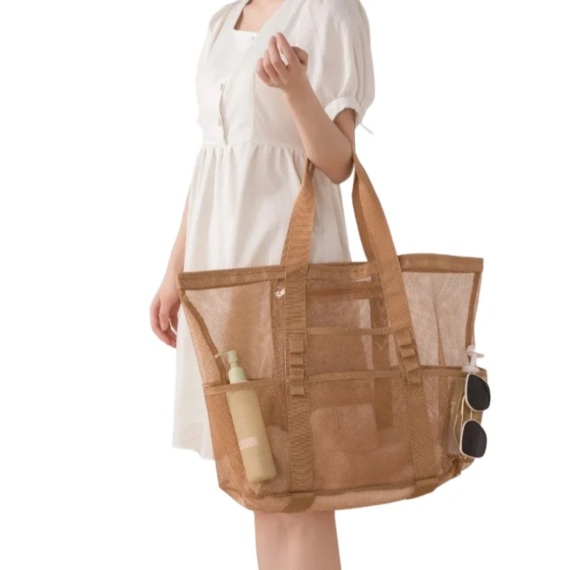 

New Travel Tote Beach Bag, Multi-pocket Large-capacity Storage Bag, Mesh Wet and Dry Separation Bag for Beach Swimming.