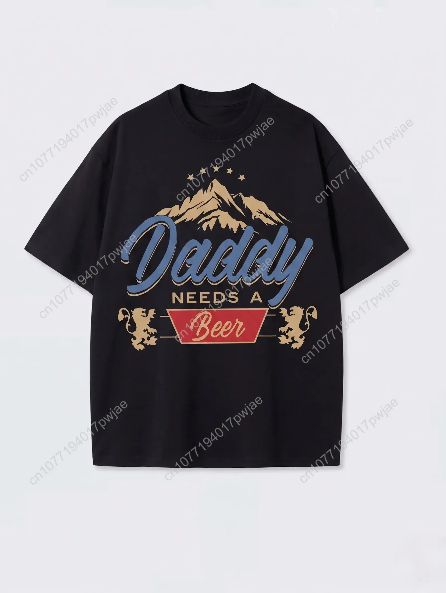 Camiseta vintage lavada con la frase "Daddy Needs A Beer" | Algodón de 230 g de alta densidad | Ropa Urbana Retro de Corte Holgado y Extragrande | Regalo para el Día del Padre