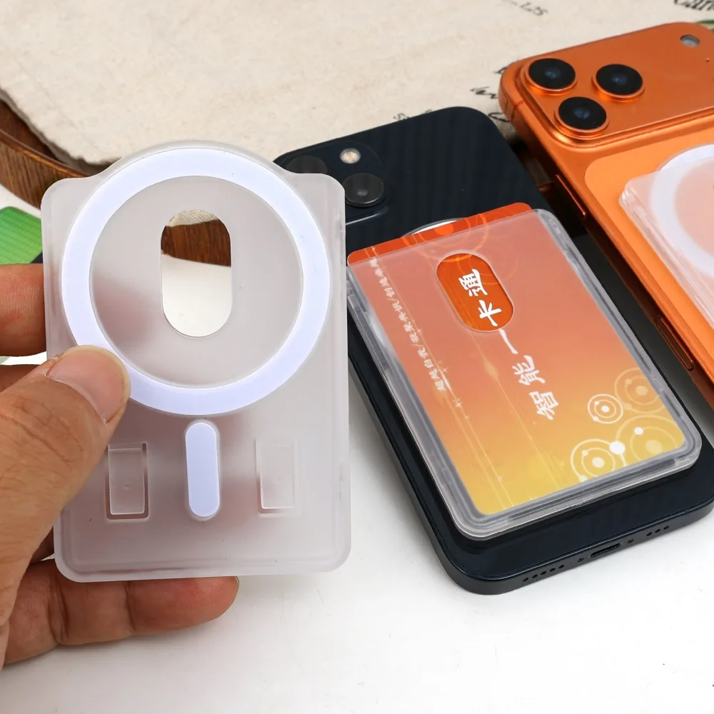 Прозрачный чехол для магнитной карты для держателя карт Magsafe, чехол-кошелек, прозрачная подставка для ПК, чехол для телефона с картой IPhone, адсорбционный чехол