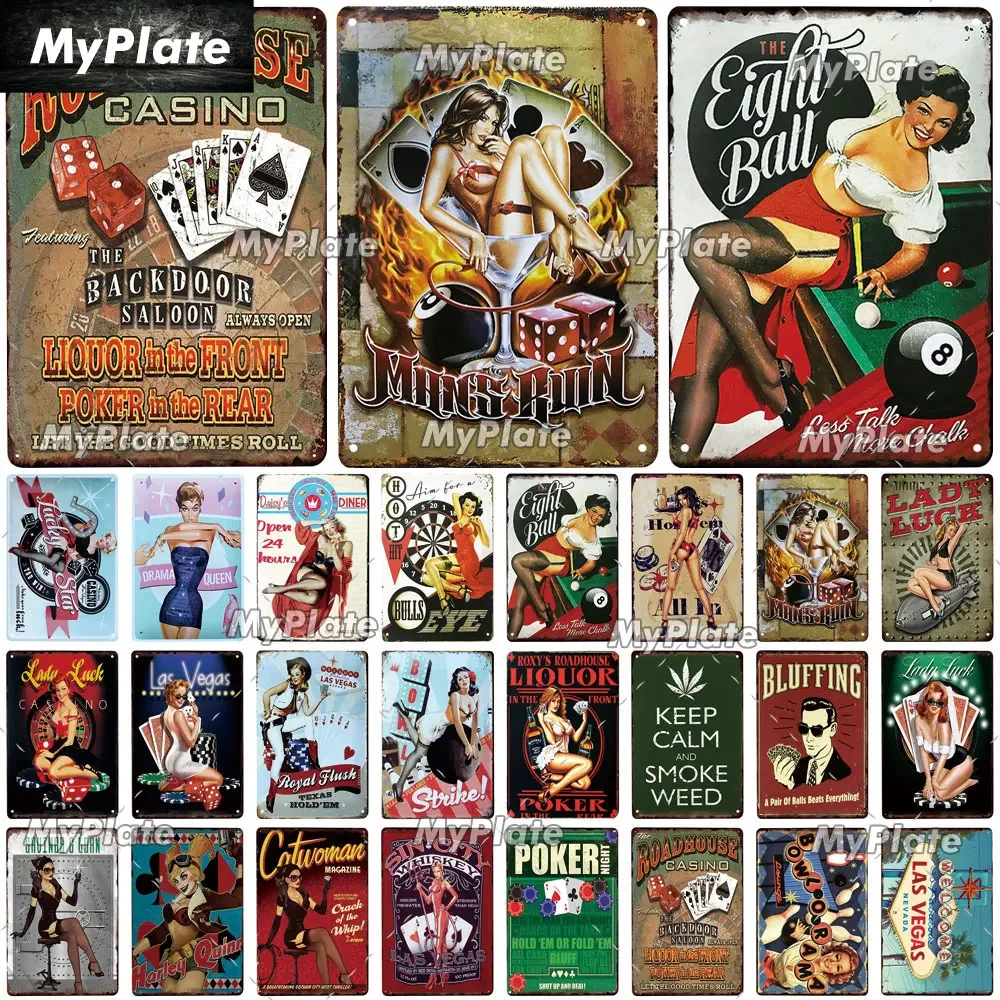 Las Vegas Vintage Metal Sign Tin Sign Vintage Decor Plaque Home Decor Bar Sign Poker Poster Custom Recreation Room