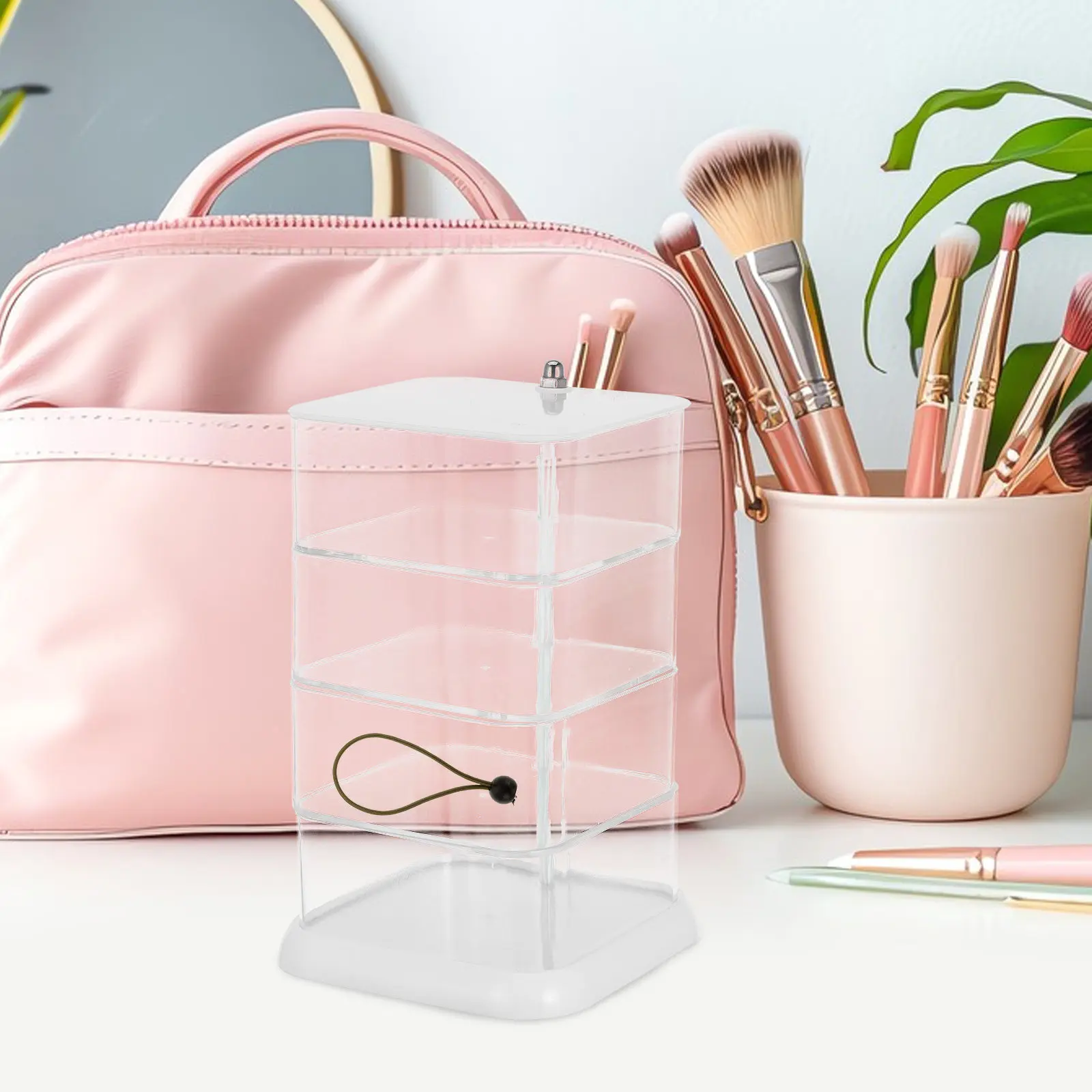 

Прозрачная вращающаяся шкатулка-органайзер для украшений, большая многослойная коробка для хранения серег, ожерелий, браслетов и других ювелирных изделий