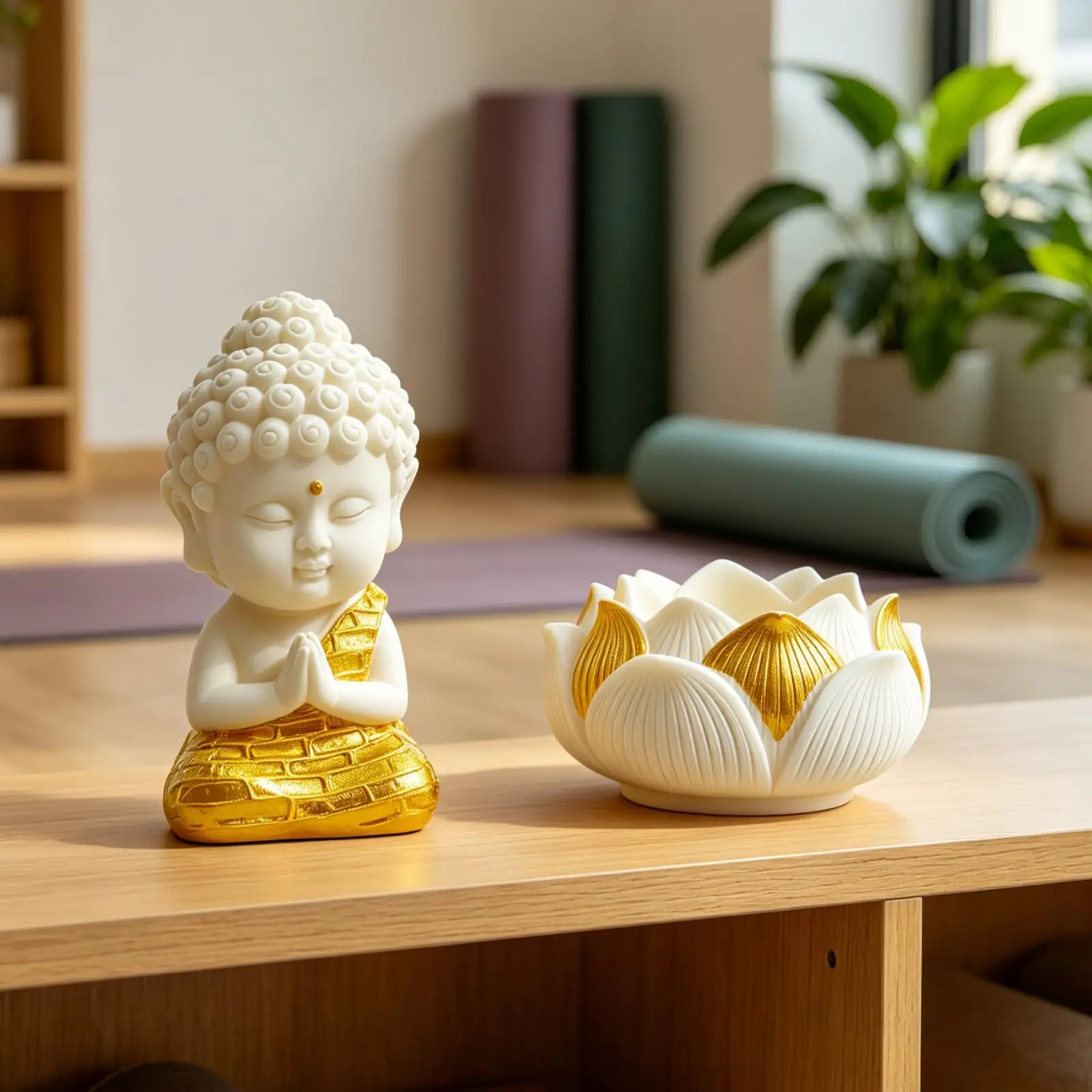 Buddha Statue Cute Desktop Decor Statue Tea Pet Ornament Cartoon Ivory Nut Decorative Statue For Car Dashboard Tea Table