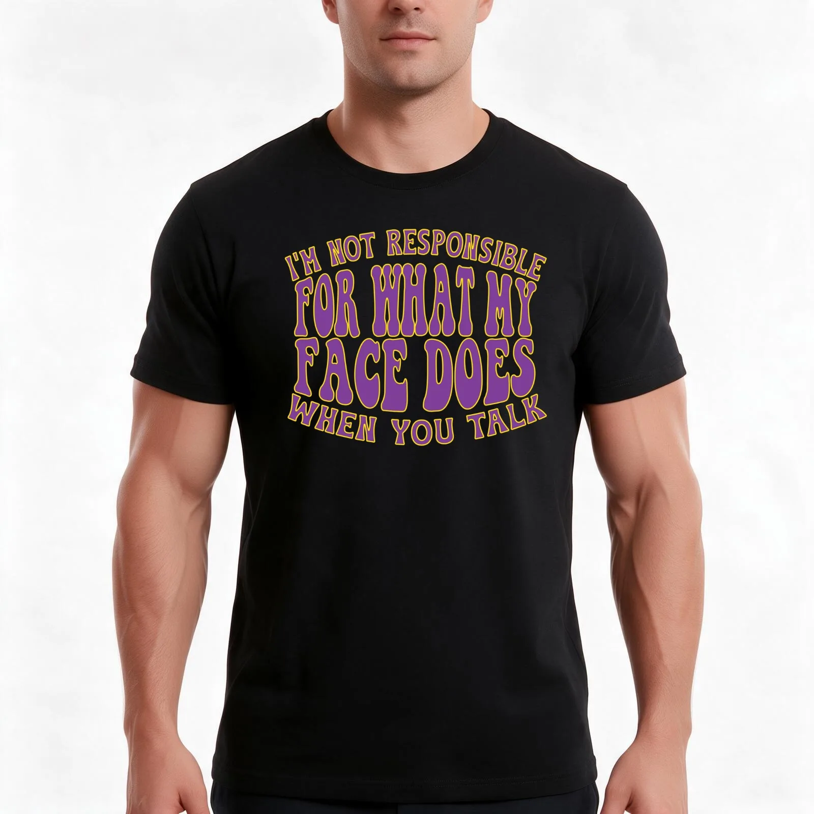 I'm Not Responsible For What My Face Does When You Talk T-Shirt, Summer Casual Cotton Tee, Oversized Streetwear Tops