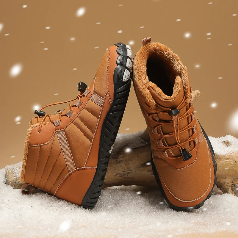 2024 Zimowe buty męskie Snow Barefoot Casual Shoes Outdoor Work Shoes Ladies Warm Fur Men Ankle Shoes Męskie buty śnieżne Duży rozmiar