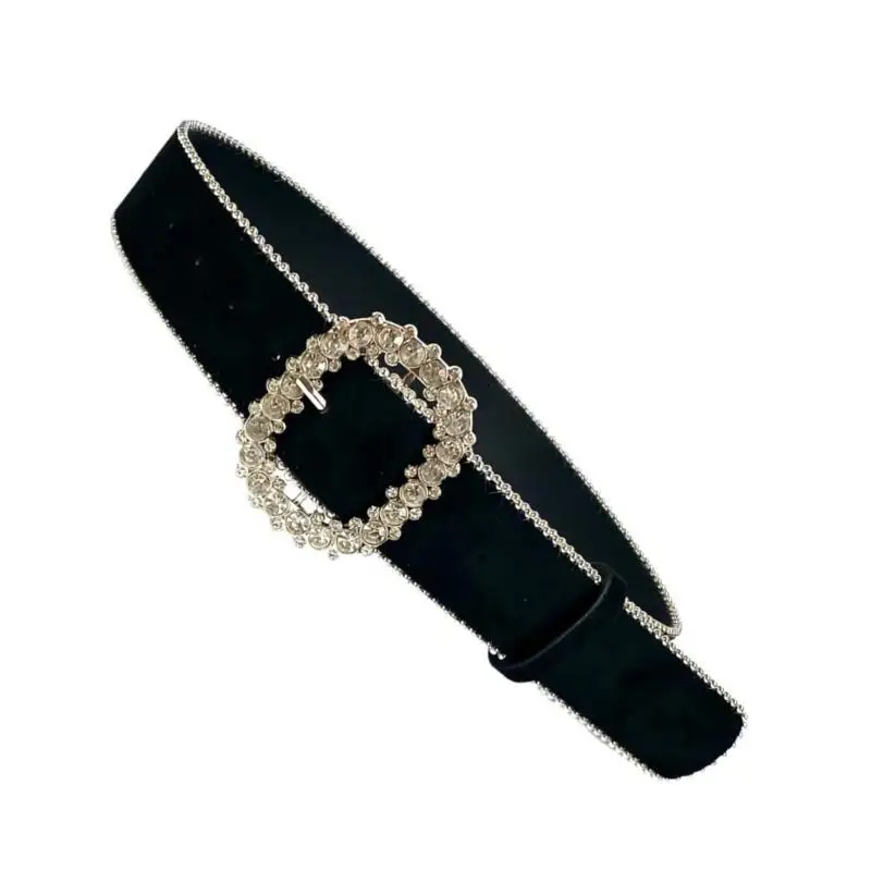 

31BB Glittering Sequins Belt for Dresses Crystal Pin Buckle Belt for Various Outfit