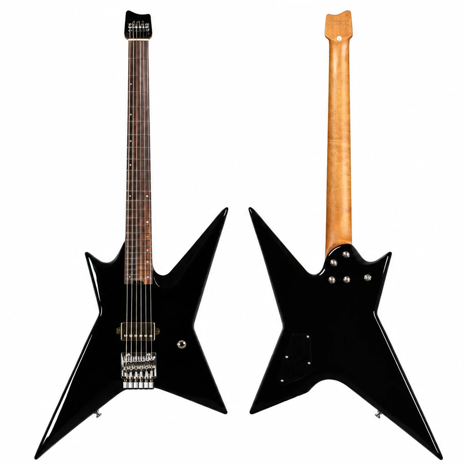 6 String Headless Electric Guitar 24 Fret Single Humbucker Okoume Body Roasted Maple Neck Fixed Bridge