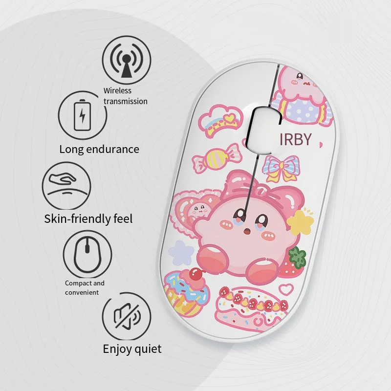 Kirby Wireless Mouse Anime Gaming Optical Mute Mous Cartoon Notebook Pc Portable Office Supplies E-Sports Game Accessories Gift