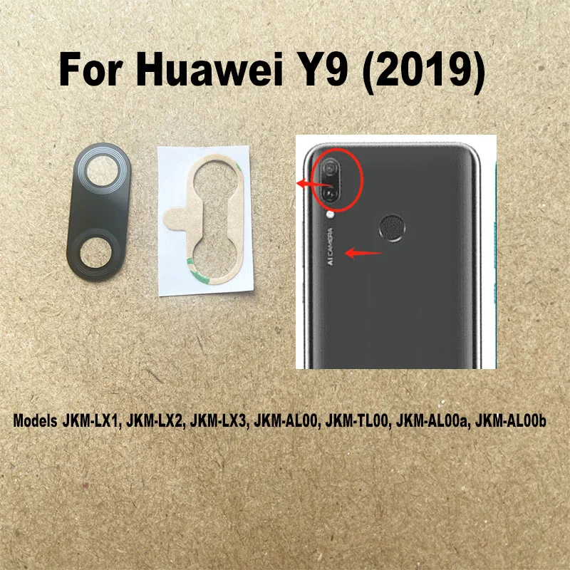 New For Huawei Y9 Prime 2019 Back Camera Lens Glass Rear Len With Adhesive Sticker Replacement