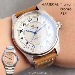 Tandorio Japan NH35 Men's Watch Pilot Watch Men Asia2824 Miyota8215 Automatic Mechanical Sapphire Crystal 20BAR Waterproof 39mm