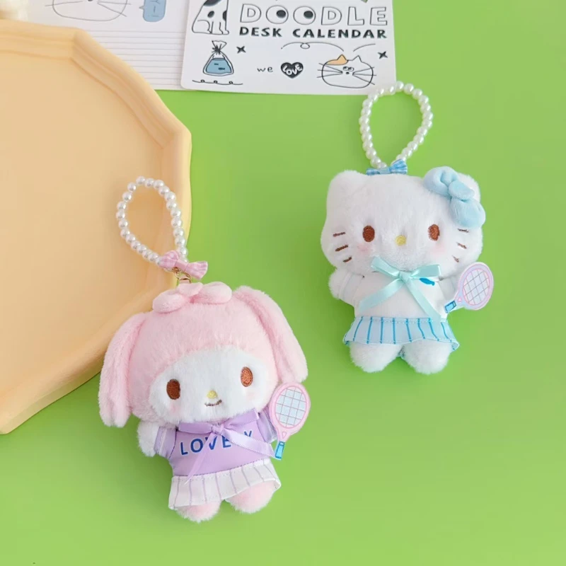 Breloczek pluszowy Sanrio Hello Kitty, uroczy breloczek z kreskówkami Kuromi, Cinnamoroll, My Melody, pluszaki anime dla dzieci i dziewczynek, prezenty świąteczne