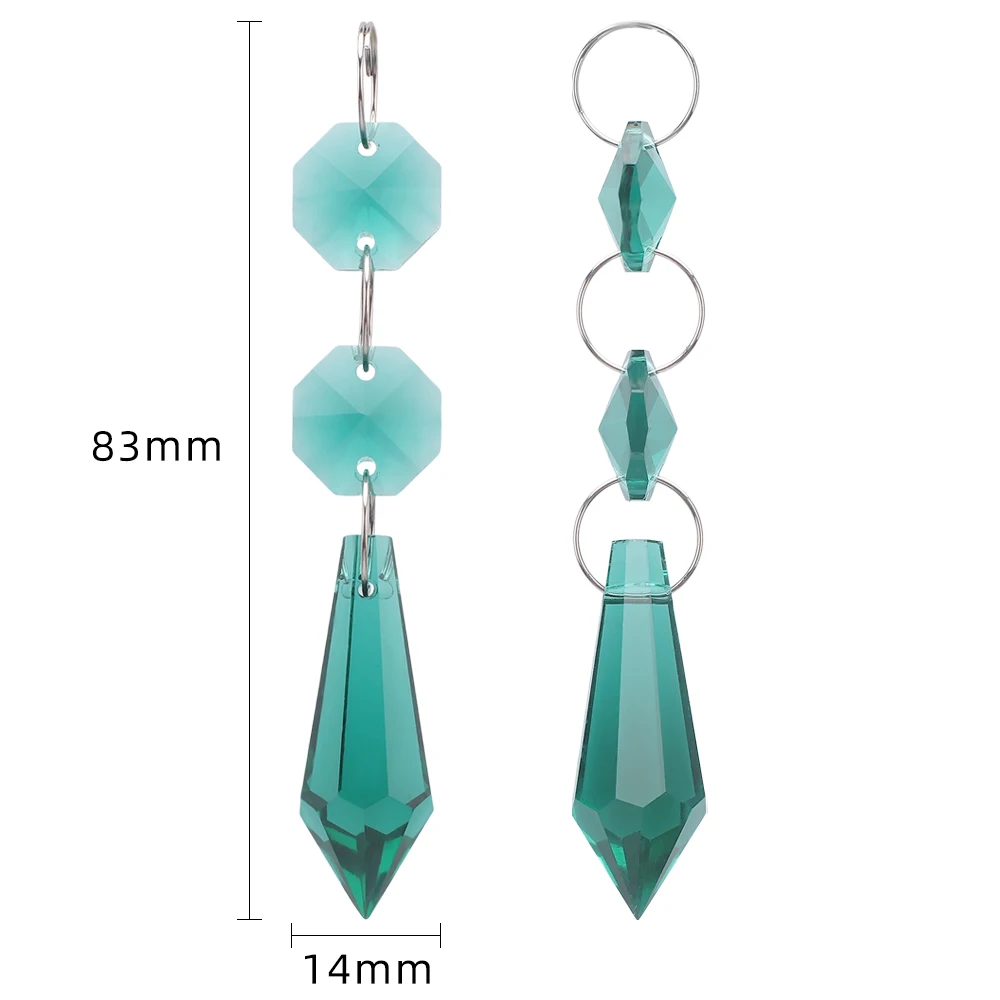 2Pcs Glass Teardrop Octagonal Beads Crystal Chandelier Prisms Suncatcher 38mm Hanging Crystal Decorative Pendant Window Decor
