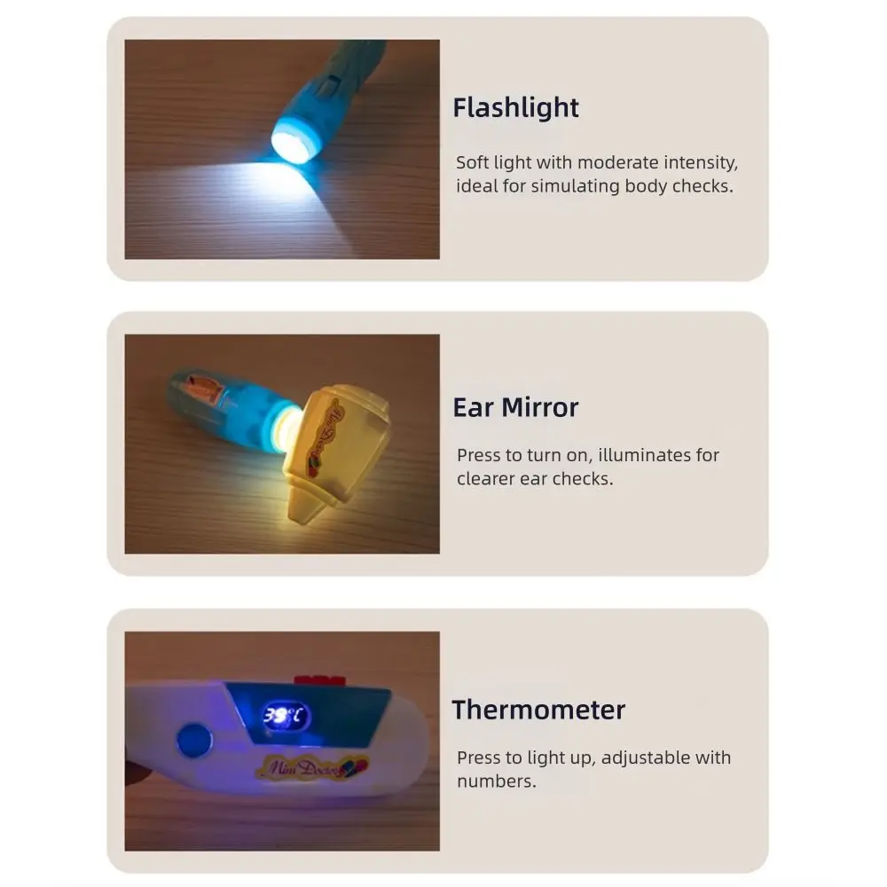 Pink Blue Doctor Plastic Mini Stethoscope Role-playing Games Accessories Cartoon Simulated Doctor Tools Toy Educational Gift