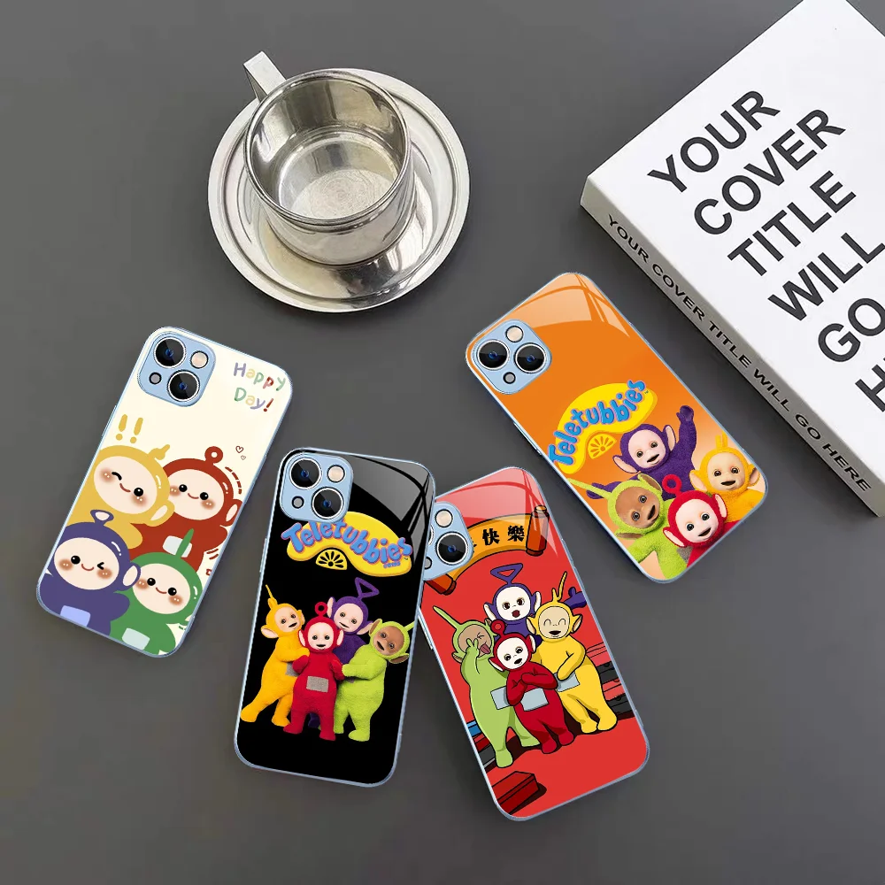 Cute T-Teletubbies Phone Case Tempered Glass For Iphone 14 13 12 11 Pro Mini XS MAX 14Plus X XS XR Fundas
