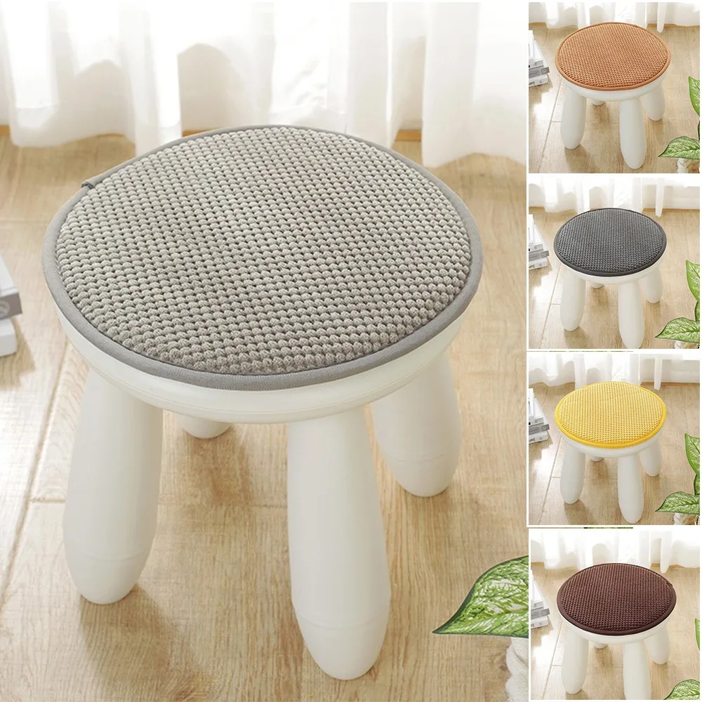 

1pc Solid Color Thick Cushion Anti Slip Small Chair Household Chair Bench Cushion Soft and Warm Chair Cushion Cojines Decorativo