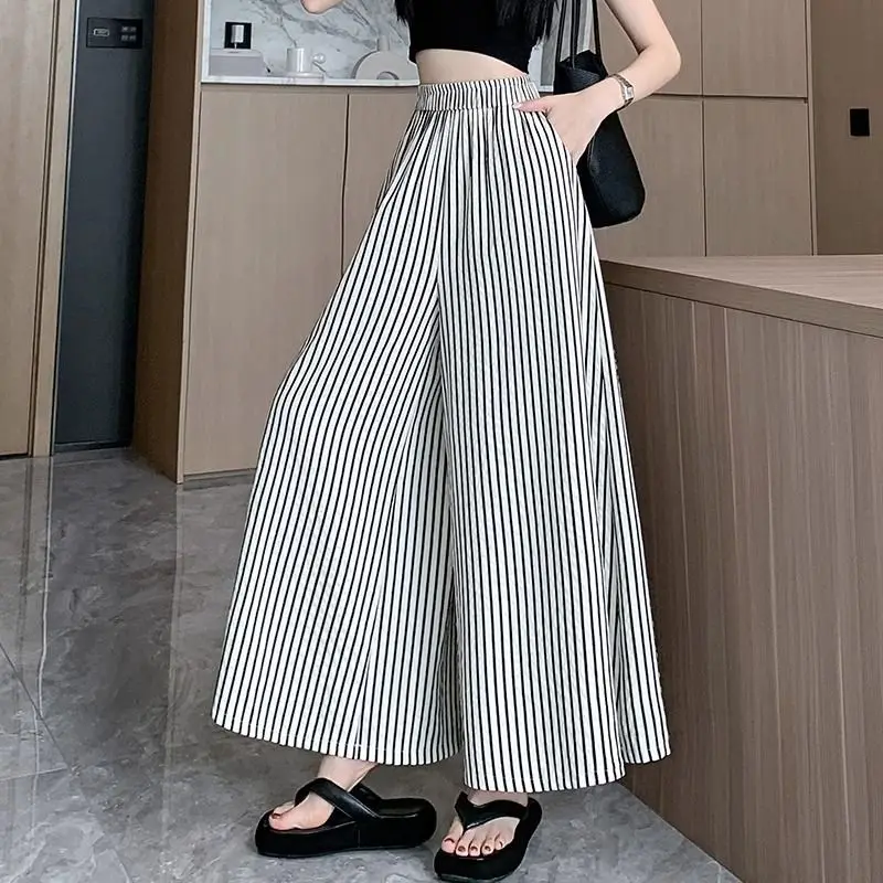 Summer Commuting Ice Silk Quick Drying Thin Style Slim Fit and Hanging Casual Straight Leg Half Length Skirt Pants