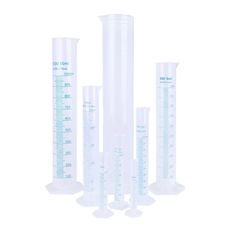 8 Pcs 10-2000ml Measuring Cylinder Set 2-Sided Marking Lab Cylinders Multifunctional Graduated Cylinder for Laboratory