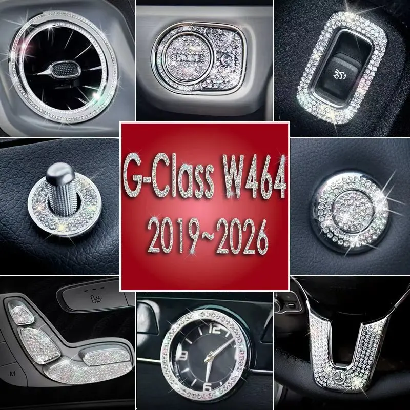 Car Accessories For Mercedes Benz G-Class W464 W465 Interior Modification Crystal Center Console Decoration Sticker Bling