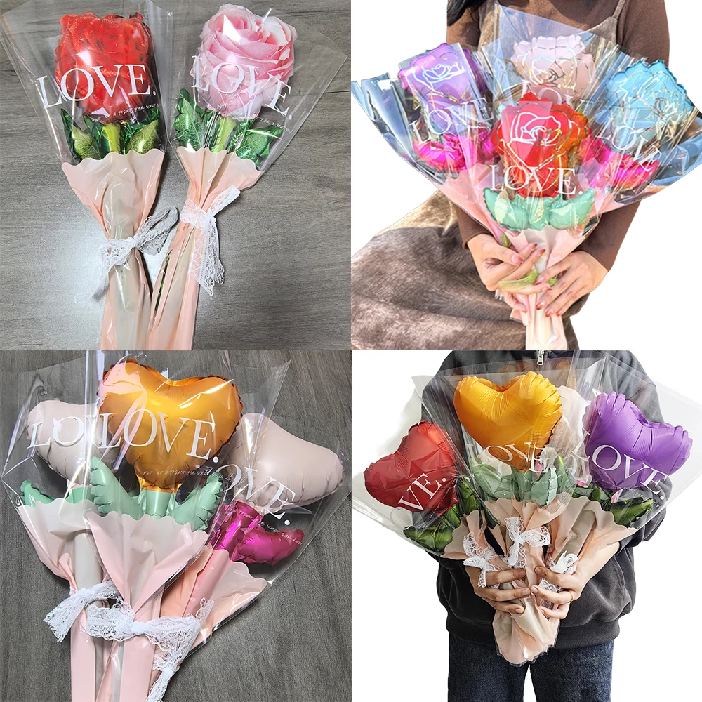 5/10/20 Stück Mini-Rosenblumen-Luftballons, Handstrauß, Bandballons für Valentinstag, Hochzeit, Geburtstag, Muttertagsgeschenke – Detail 2