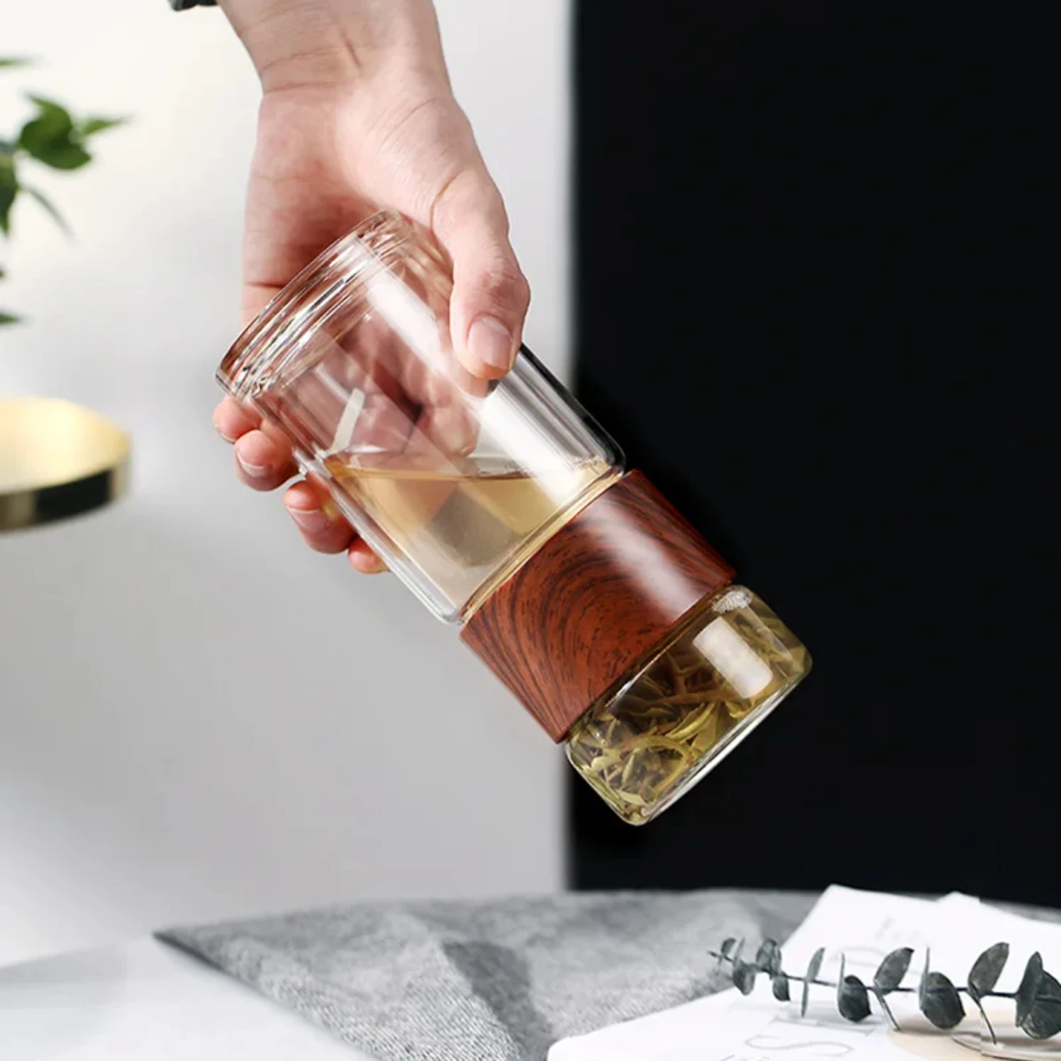 Elevate your hydration game with the sleek and portable Oneisall Double-Walled Glass Tea Water Bottle. Stay effortlessly stylish