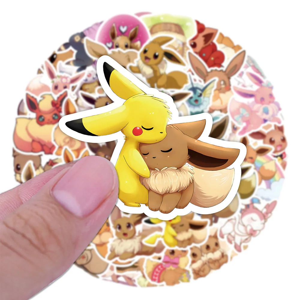 10/30/50pcs Kawaii Pokemon Eevee Stickers Anime Vaporeon Flareon Espeon Cartoon Decals DIY Laptop Suitcase Cute Sticker Toy Gift