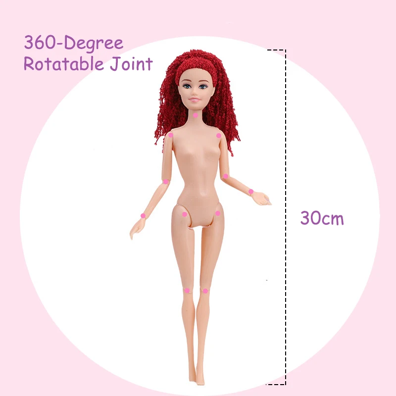 30cm Fashion Doll with Dreadlocks, African American Style Articulated Jointed Doll, Lace Outfit Clothes Playset Gift for Girls