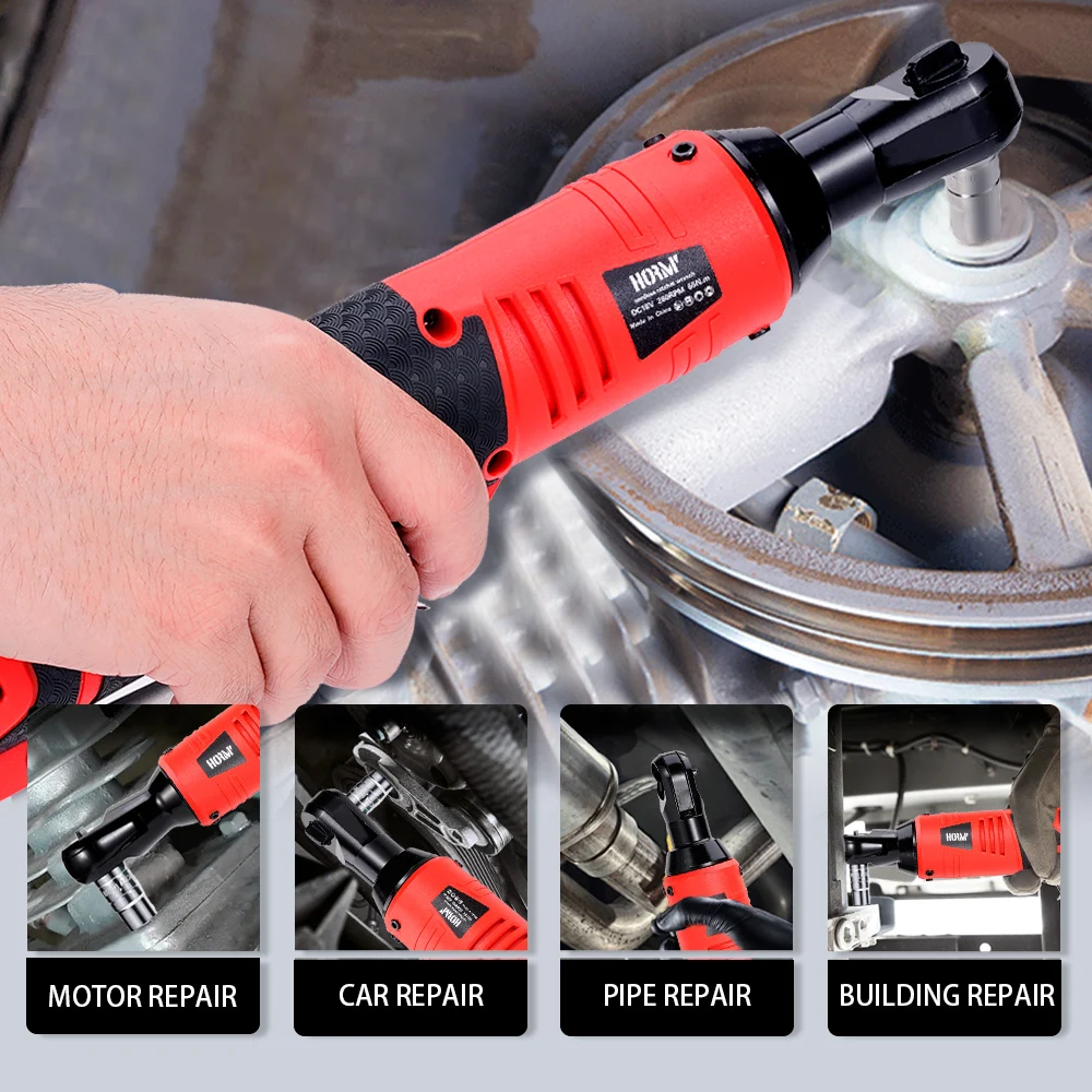 12V/18V Impact Wrench Cordless Rechargeable Electric Wrench 3/8 Inch Right Angle Ratchet Wrenches Impact Driver Power Tool