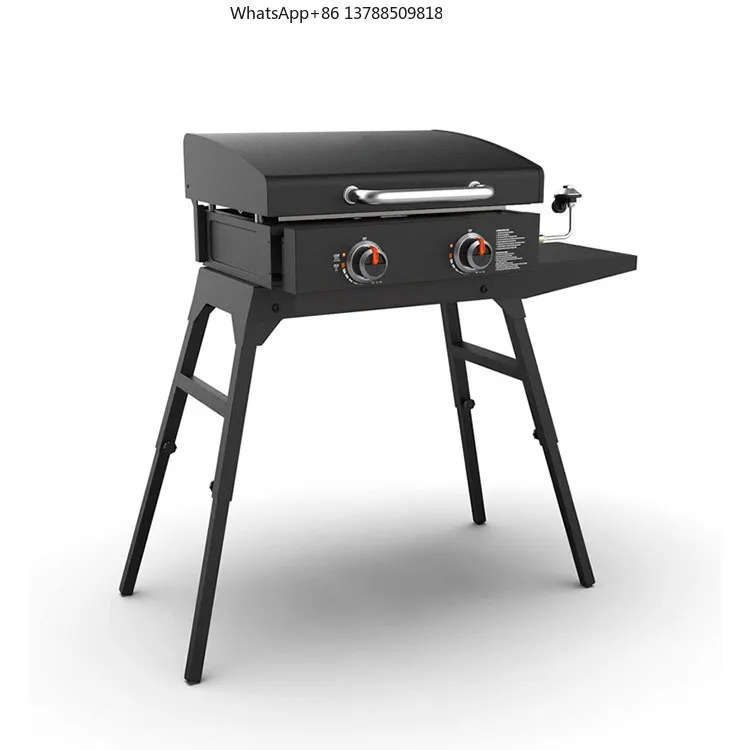 Factory Custom Commercial Stainless Steel Barbecue Cook Plate Gas Griddle Bbq Plate with Side Shelf