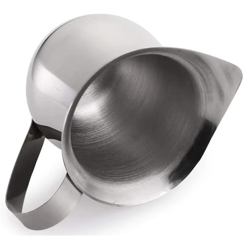 Jarra para espumar leche y café, jarra para crema Espresso de acero inoxidable, taza medidora de onzas con boquilla para verter, cafetera