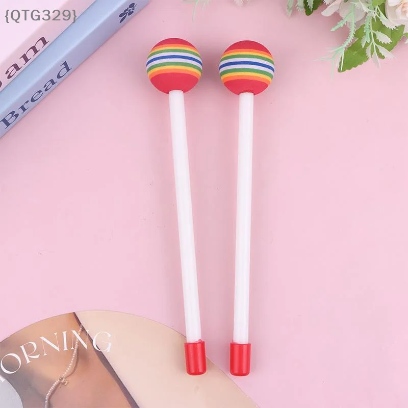 【QTG329】2Pcs Round Felt Drum Mallet Sticks-EVA Orff Hand Percussion Beat Rainbow Color Musical Instrument Accessories【WQ】