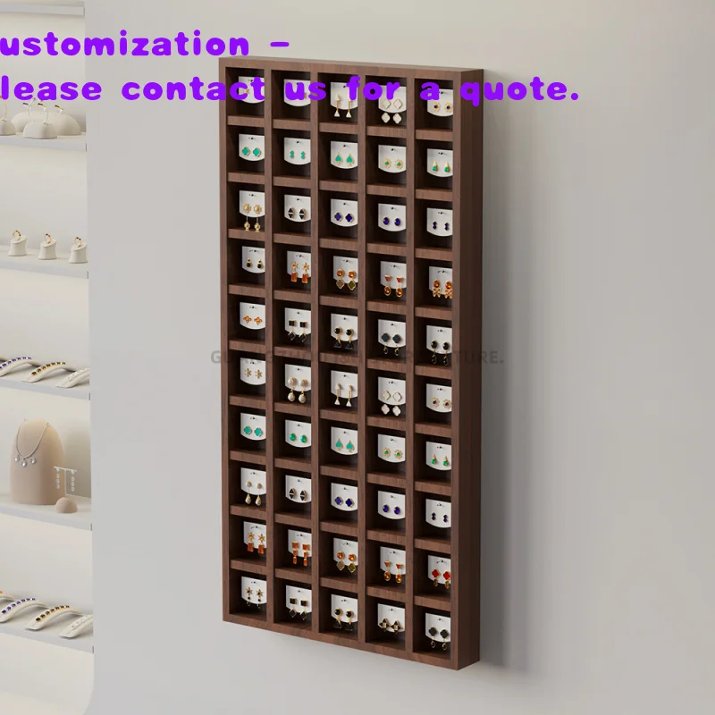 

custom.Jewellery Shop Showcase Design Custom Wall Mounted Wooden Earring Organizer Display Jewelry Sets Display Stand Rack