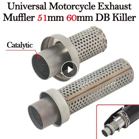 50.8mm 60mm DB 킬러 범용 오토바이 요시무라 배기 탈출 모토 메쉬 촉매 댐퍼 소음기 머플러 피뢰기 Dit Bike