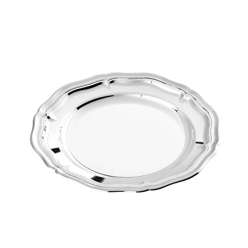 High-end luxury stainless steel dinner plate Western food home fruit scissors with lace tray ornament