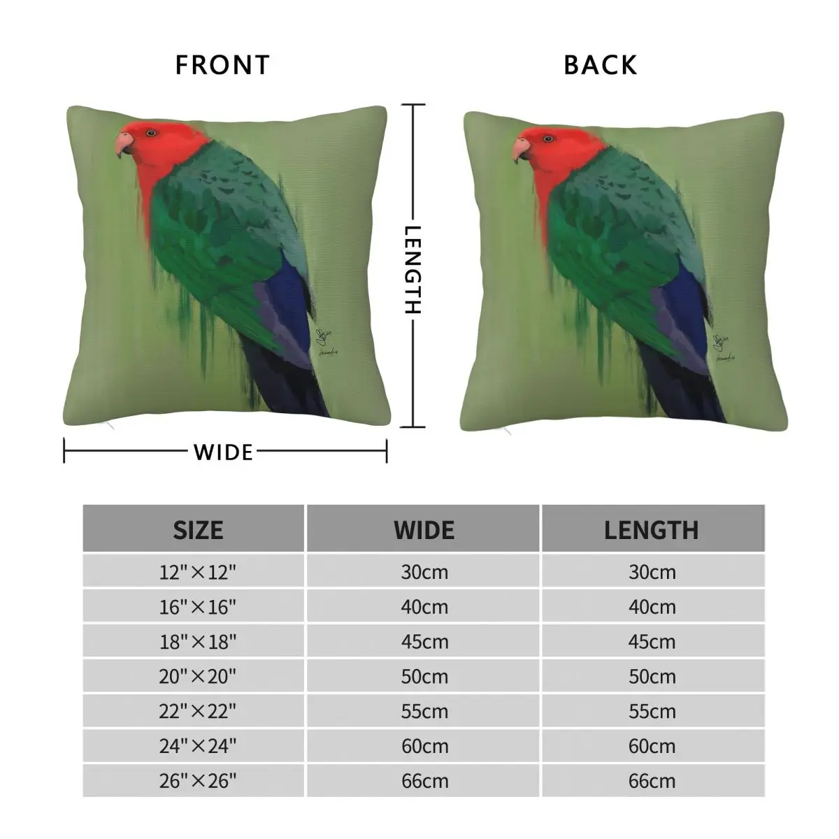 Australian King Parrots Square Pillowcase Polyester Linen Velvet Creative Zip Decor Home Cushion Cover 45x45