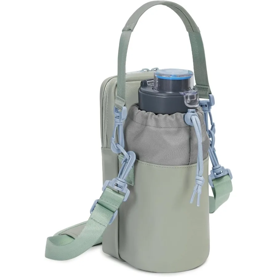 

Держатель для бутылки с водой с ремешком Изолированная сумка для переноски бутылки с водой на 32 унции с карманом для телефона Чехол для бутылки с водой для пеших прогулок Wa