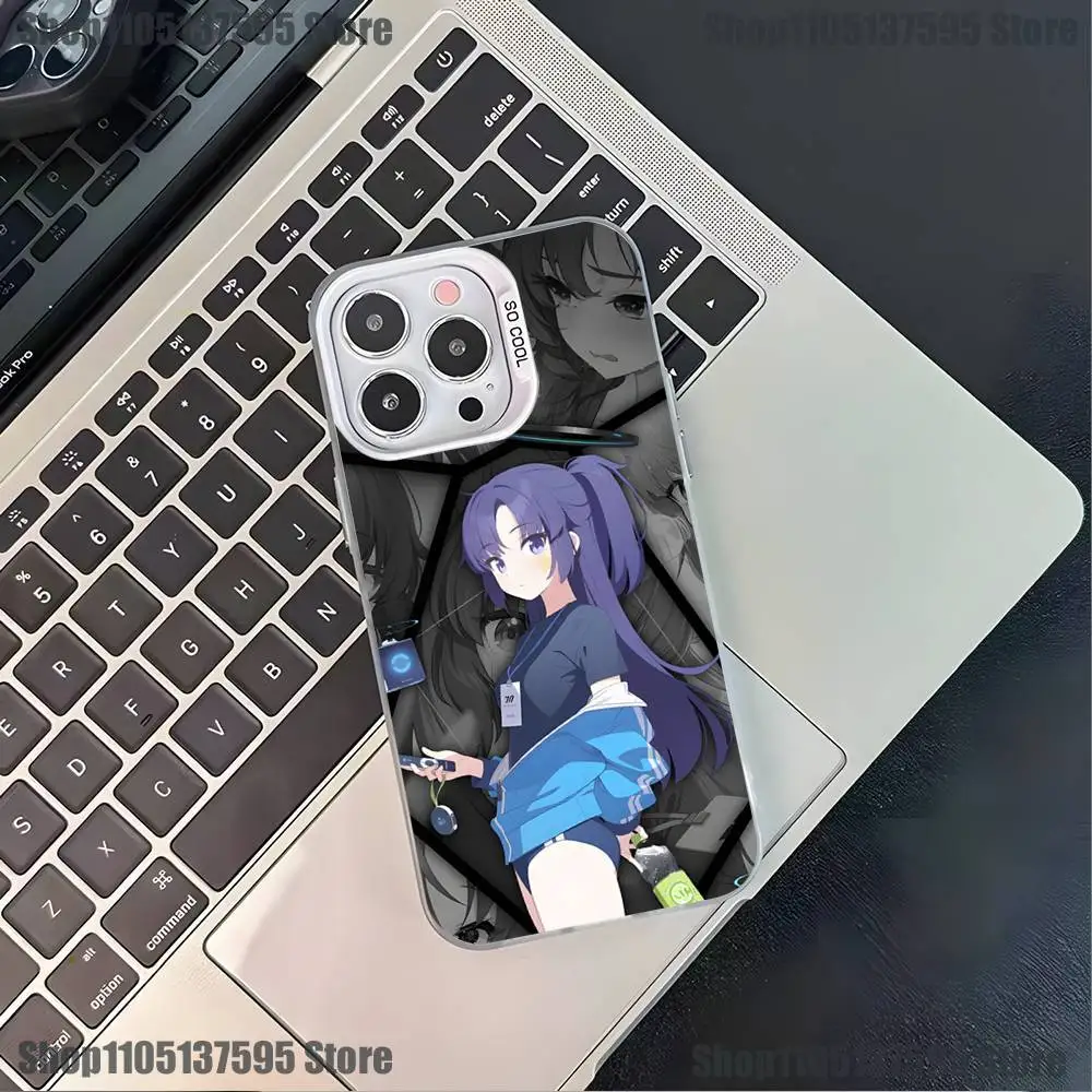 Hayase Yuuka-funda de teléfono azul A-Archive para iPhone 17,16,15,14,13,12,11,Pro,XS,Max,Plus,Mini,SE4,E, funda blanca mate a prueba de golpes