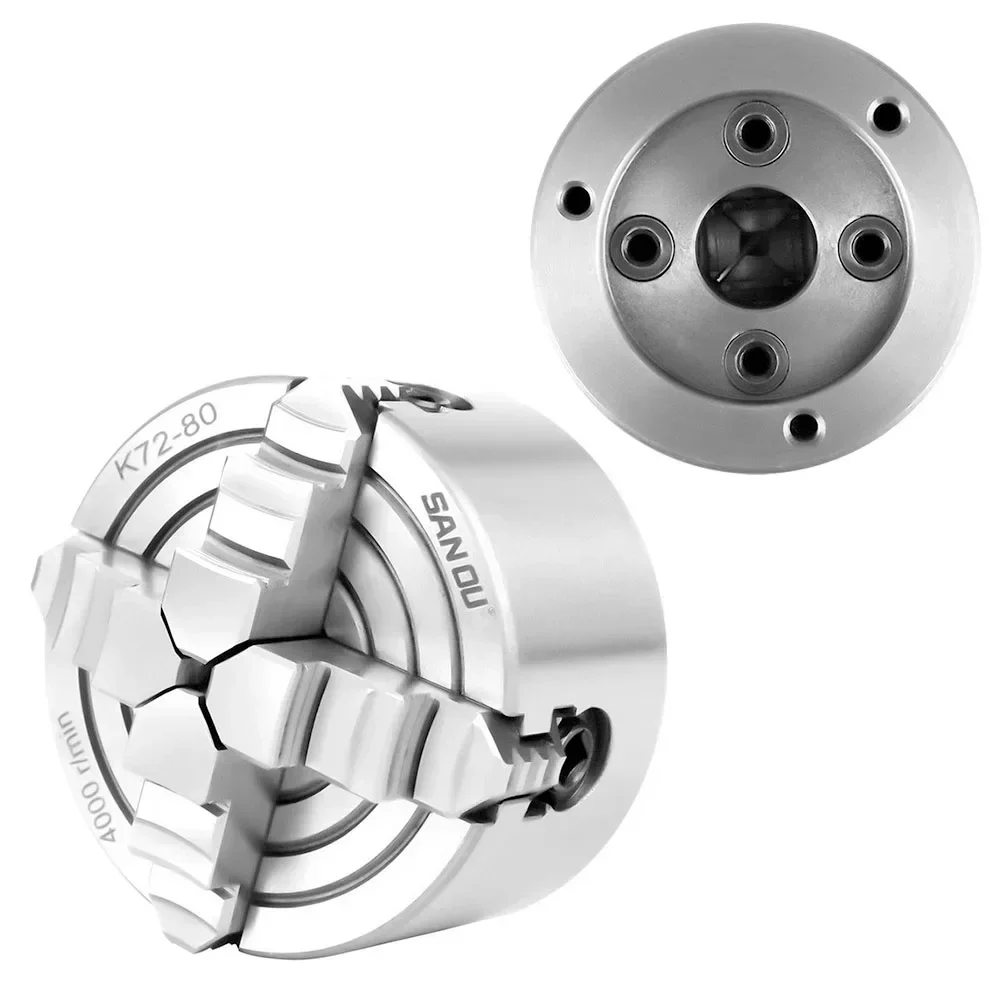 SANOU Chuck 4 Jaw 3-10Inch  Lathe Independent Reversible Jaw K72-80/100/125/160/200/250 Tool Drilling Milling Woodworking