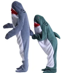 2024 Shark Dolphin Whale Sleeping Bag Blanket Fleece Fluffy Onesie Pajamas for Children Adults Cartoon Animal Blanket Hoodie