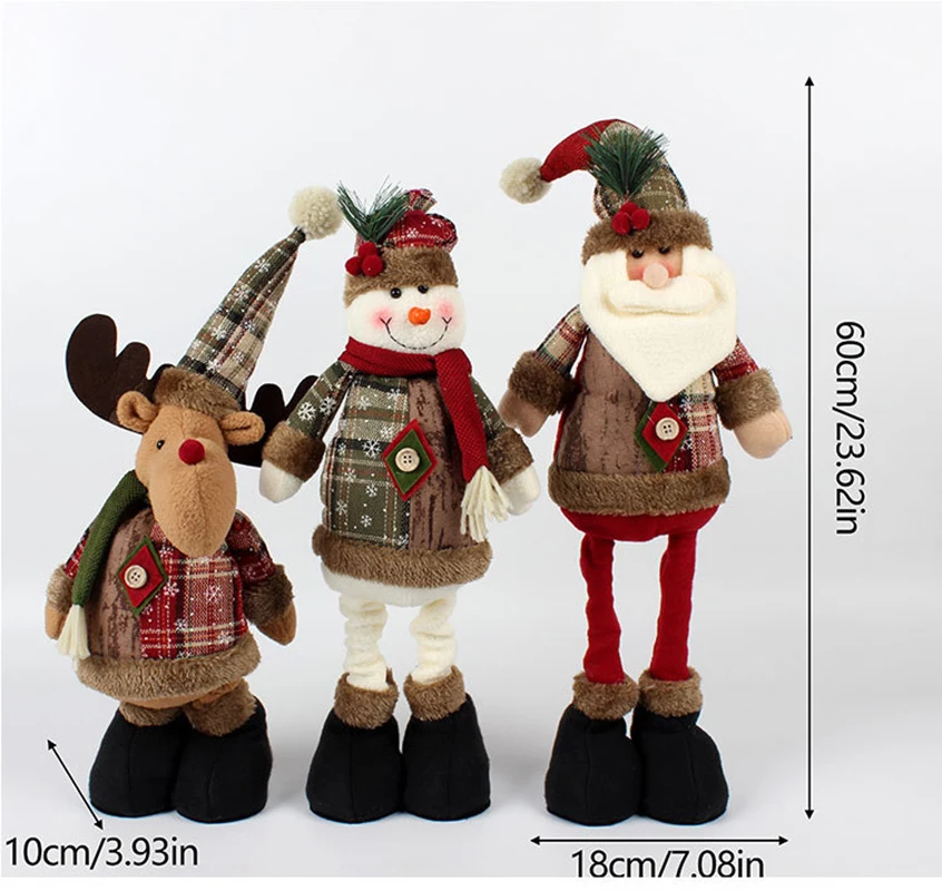 قابل للسحب عيد الميلاد سانتا الدمى النسيج الأيائل دمية عيد الميلاد ثلج ألعاب من القطيفة شجرة عيد الميلاد زينة المنزل الطرف الحلي
