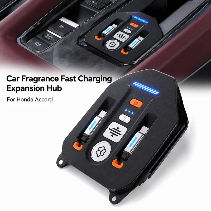For Honda Accord Car Aromatherapy Fast Charger Hub Single Dual Retractable Cable 65W Efficient Expansion